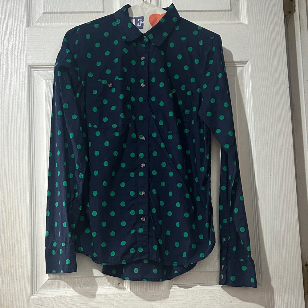 Navy Blue Polka Dot button down